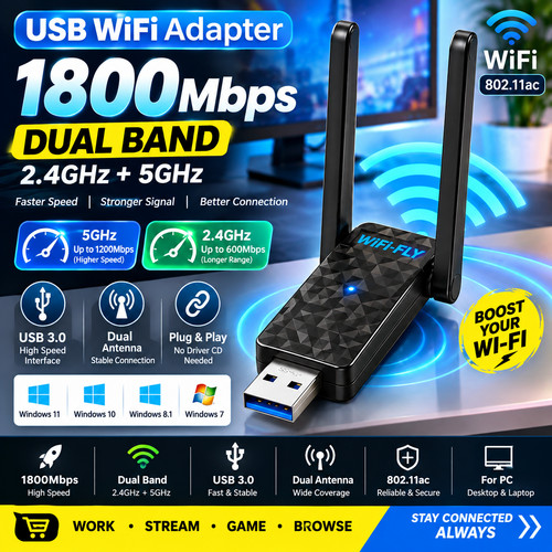 1800mbps usb wifi adapter dual - wifi,