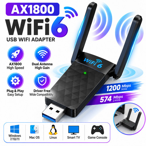 1800mbps usb wifi adapter dual - wifi,