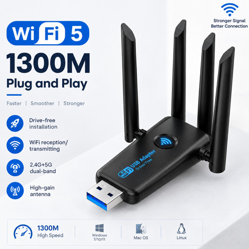 1300mbps usb wifi adapter - 1300mbps, dual