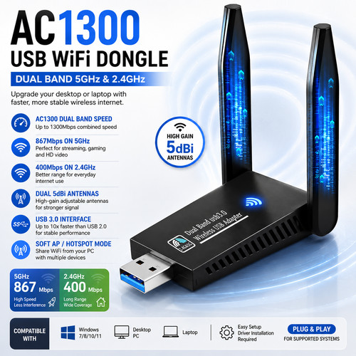 Ac1300 1300mbps usb wifi - ac1300,